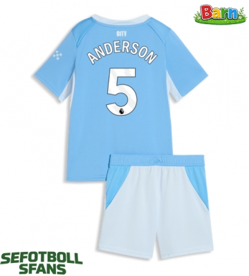 Manchester City Elliot Anderson #5 Hemmaställ Barn 2026-27 Kortärmad (+ Korta byxor)